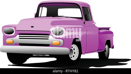 Alte rosa Pickup mit entfernt Abzeichen. Stock Vektor