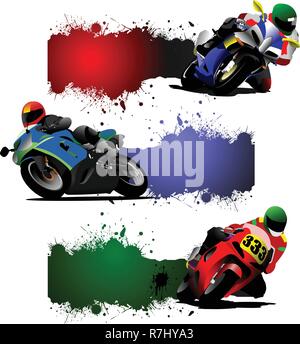 Grunge blot Banner mit biker Bild. Vector Illustration Stock Vektor