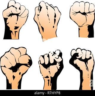 Sechs Kampf Hand Symbole. Vector Illustration Stock Vektor