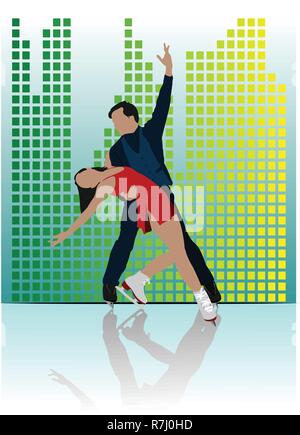 Figure Skating farbige Silhouetten. Vektor-illustration Stock Vektor