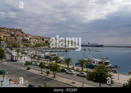 Kavala Hafen Pier, Osten Mazedonien, Griechenland Stockfoto