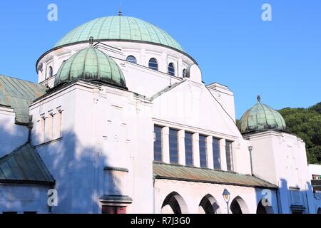 Trencin, Stadt in der Slowakei im Povazie Region. Jüdische Synagoge. Stockfoto