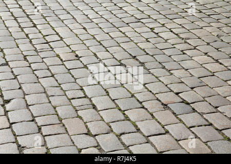 Bergen, Norwegen. Cobblestone Hintergrund Textur. Straße mit Kopfsteinpflaster. Stockfoto
