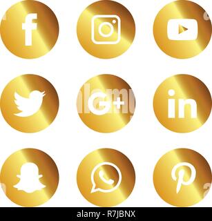 Social Media icons Logo Vektor Illustrator festlegen Stock Vektor