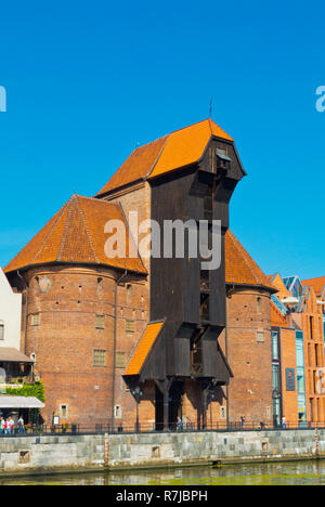 Zuraw, der große Kran, Dlugie Pobrzeze, Motlawa Riverside, zentrale Danzig, Polen Stockfoto