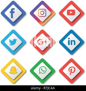 Social Media icons Logo Vektor Illustrator festlegen Stock Vektor