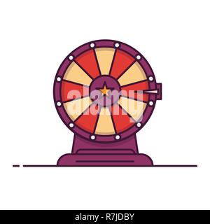 Glücksrad Linienstil Vector Illustration. Spin roulette Spiel. Gewinnen oder Lotterie Konzept verlieren. Umrisse flachbild Abbildung. Stock Vektor