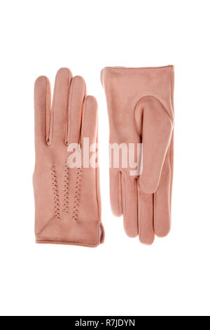 Pink suede Handschuhe Stockfoto