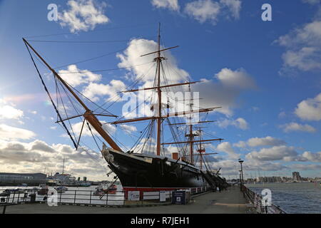 HMS Warrior (Blackwall 1860), Historic Dockyard, Portsmouth, Hampshire, England, Großbritannien, USA, UK, Europa Stockfoto