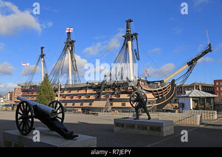 HMS Victory, Vizeadmiral Lord Nelsons Flaggschiff, Historic Dockyard, Portsmouth, Hampshire, England, Großbritannien, USA, UK, Europa Stockfoto