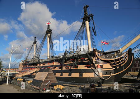 HMS Victory, Vizeadmiral Lord Nelsons Flaggschiff, Historic Dockyard, Portsmouth, Hampshire, England, Großbritannien, USA, UK, Europa Stockfoto