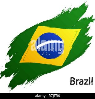 Flagge von Brasilien grunge style Vector Illustration auf weißem Hintergrund Stock Vektor