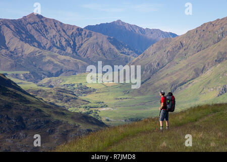 Solo Gleitschirm über dem Lake Wanaka, Neuseeland Stockfoto