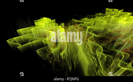 Schönen grünen Hintergrund der glühende Partikel und Linien mit Schärfentiefe und Bokeh. 3D-Illustration, 3D-Rendering Stockfoto