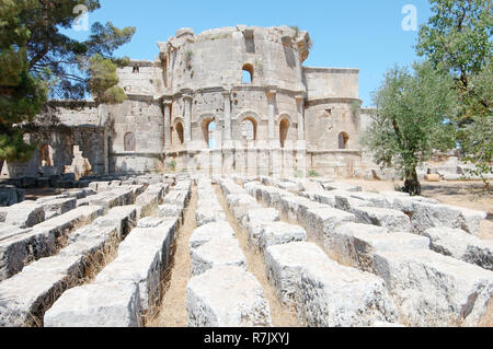 Die Ruinen der Kirche des Hl. Simeon Stylites, in der Nähe von Aleppo, Syrien Stockfoto