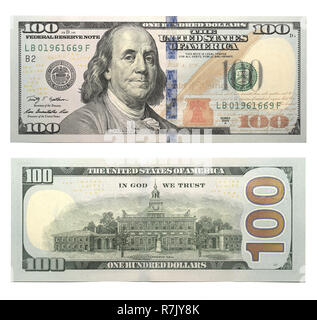 Neue 100 US Dollar Banknoten Stockfoto