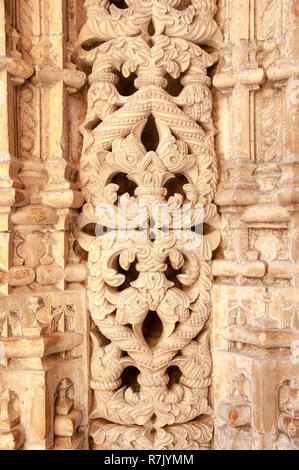 Manuelinischen Dekoration, unfertigen Kapellen, Dominikanische Kloster das Kloster von Batalha, Weltkulturerbe der UNESCO, Batalha Stockfoto