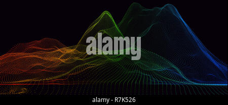 Zusammenfassung Hintergrund mit digitalen Berge der Punkte und Farben. 3D-Darstellung Stockfoto