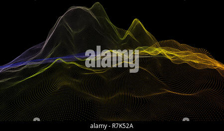 Zusammenfassung Hintergrund mit digitalen Berge der Punkte und Farben. 3D-Darstellung Stockfoto