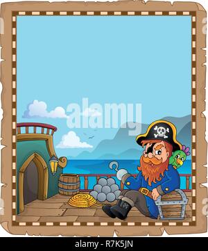 Piratenschiff deck Thema Pergament 5-eps 10 Vector Illustration. Stock Vektor