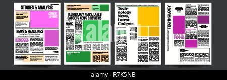 Zeitung Vektor. Mit Text und Bildern. Täglich Nachrichten Text Artikel. Drücken Sie die Taste Layout. Abbildung: Stock Vektor