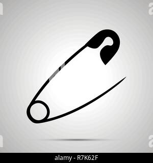 Safety Pin öffnen, einfache schwarze Silhouette Stock Vektor