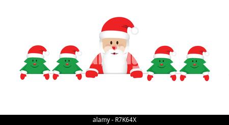 Cute Santa Claus mit wenig Weihnachtsbäume Vektor-illustration EPS 10. Stock Vektor