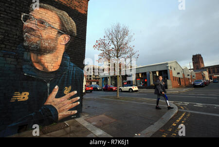 Liverpool Manager Jürgen Klopp street art Erstellt von Artist Akse auf Jordanien Straße aus Jamaica Street, Liverpool. Stockfoto