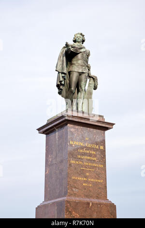 STOCKHOLM, Schweden - Mai 04.2013: Denkmal auf dem Hauptdamm von Stockholm zu den schwedischen König Gustav III. im historischen Teil der Stadt Stockfoto