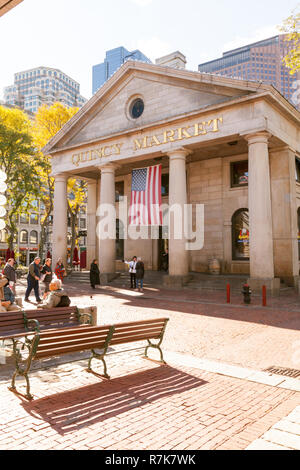 Quincy Market, Boston, Massachusetts, Vereinigte Staaten von Amerika. Stockfoto