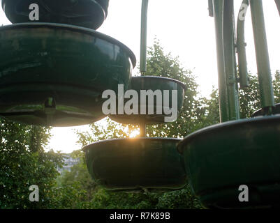 Runde Blumenbeet im Sommer in Moskau, Russland Stockfoto