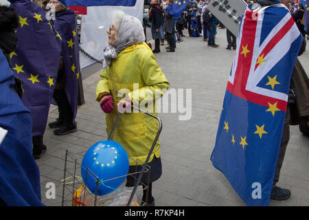 London, Großbritannien. 10 Dez, 2018. Anti Brexit Demonstranten mit EU-Flaggen außerhalb der Häuser des Parlaments demonstrieren. Credit: Thabo Jaiyesimi/Alamy leben Nachrichten Stockfoto