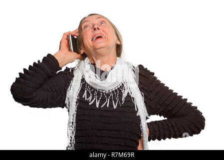 Oma lacht's Freund Witz Stockfoto