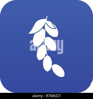 Zweig der cornel oder hartriegel Beeren Symbol digital Blau Stock Vektor