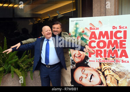 Rom 10 Dic 2018 - Hotel le Meridienne Visconti - Film Präsentation AMICI KOMMEN PRIMA Christian De Sica und Massimo Boldi Credit: Giuseppe Andidero Stockfoto