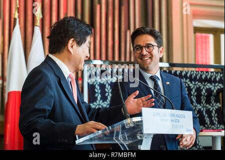 Frankreich, Paris, Reims, Arnaud Robinet und Takashi Kawamura, Bürgermeister von Reims und Nagoya Stockfoto