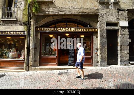 Italien, Lombardei, Bergamo, die Citta Alta (oben citty), Via Gombito, Pasticceria Cavour Stockfoto