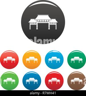 Asiatische arch Icons Set 9 Farbe Vektor isoliert auf Weiss für jedes Design Stock Vektor