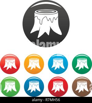 Baumstamm Icons Set 9 Farbe Vektor isoliert auf Weiss für jedes Design Stock Vektor