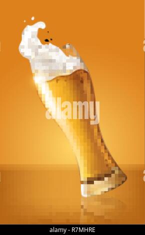Helles Bier im Glas Schale, erfrischenden Drink mit weißer Schaum in 3D-Illustration, Spritzer Bier Vector Illustration Stock Vektor