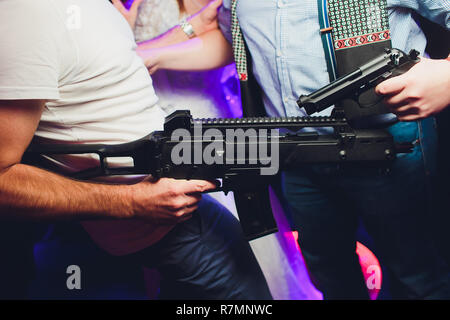 Automatisches Maschinengewehr, Hand hald, aus der Nähe. Stockfoto