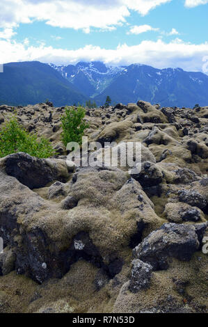 Felsen und Berge in Nisga'a Memorial Lava Bed, British Columbia, Kanada, 02. Stockfoto