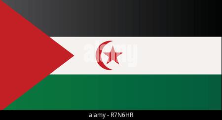 Flagge der Arabischen Saharauischen Demokratischen Republik in Rot, Weiß und Grün mit Halbmond und Stern Stock Vektor