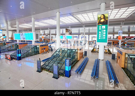 Kunming, China - September 21, 2017: Innenraum des Kunmingnan High-speed Rail modernen Bahnhof Halle. Stockfoto