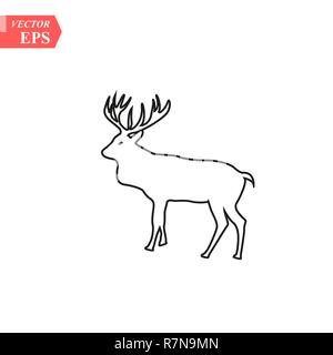 Eine Zeile design Silhouette der Hirsche. Hand gezeichnet Minimalismus Stil. Vector Illustration Stock Vektor