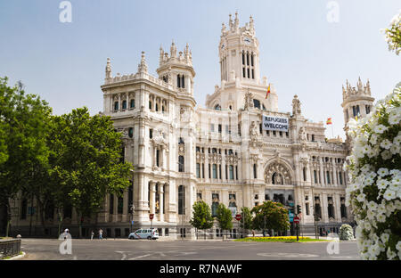 Madrid City Hall (Palacio de las Kommunikation) in der Plaza de Cibeles Stockfoto