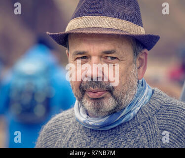 Portrait von isländischen Bauer, Landmannalaugar Central Highlands, Island Stockfoto