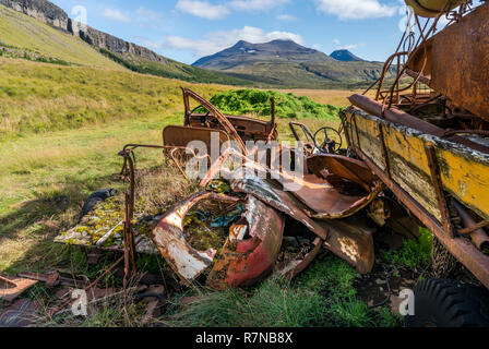 Alte verrostete Fahrzeuge, Hvalfjordur Island Stockfoto