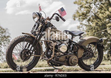 Benutzerdefinierte Harley Davidson Motorrad. Armee Bike. ww2. flachkopfschraube. Stockfoto