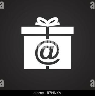Online shopping Geschenk Symbol auf schwarzem Hintergrund für Grafik- und Webdesign, modernen einfachen Vektor unterzeichnen. Internet Konzept. Trendy Symbol für Web site Design web-Taste oder mobile App. Stock Vektor
